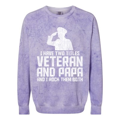 I Have Two Titles Veteran And Papa Proud Grandpa Veteran Dad Gift Colorblast Crewneck Sweatshirt