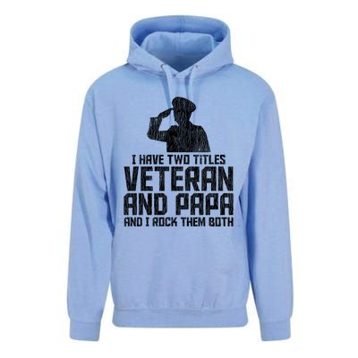 I Have Two Titles Veteran And Papa Proud Grandpa Veteran Dad Gift Unisex Surf Hoodie