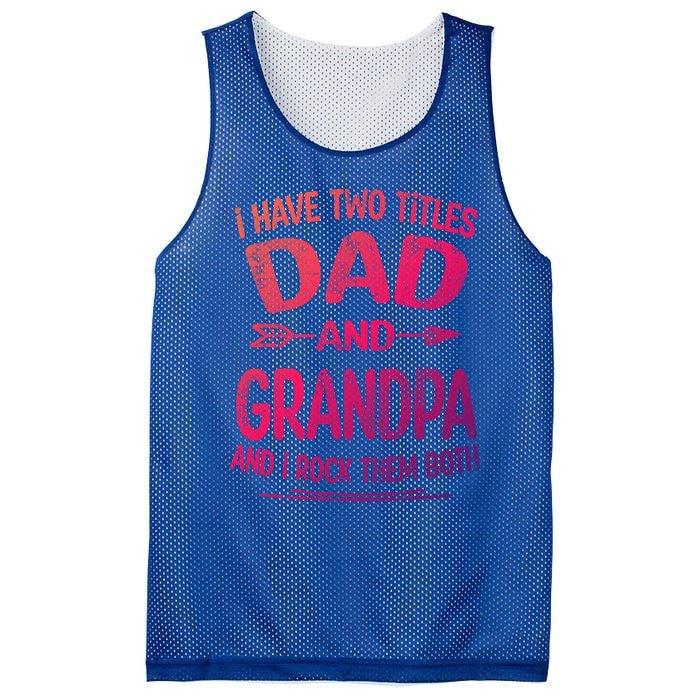 I Have Two Titles Dad And Grandpa Funny Fathers Day Grandpa Gift Mesh Reversible Basketball Jersey Tank