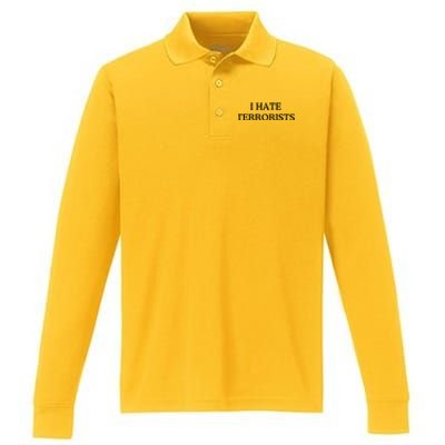 I Hate Terrorists Performance Long Sleeve Polo