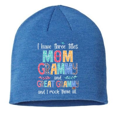 I Have Three Titles Mom Grammy Great Grammy I Rock Them All Gift Sustainable Beanie