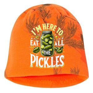 Im Here To Eat All The Pickles Funny Cucumber Pickle Jar Gift Kati - Camo Knit Beanie