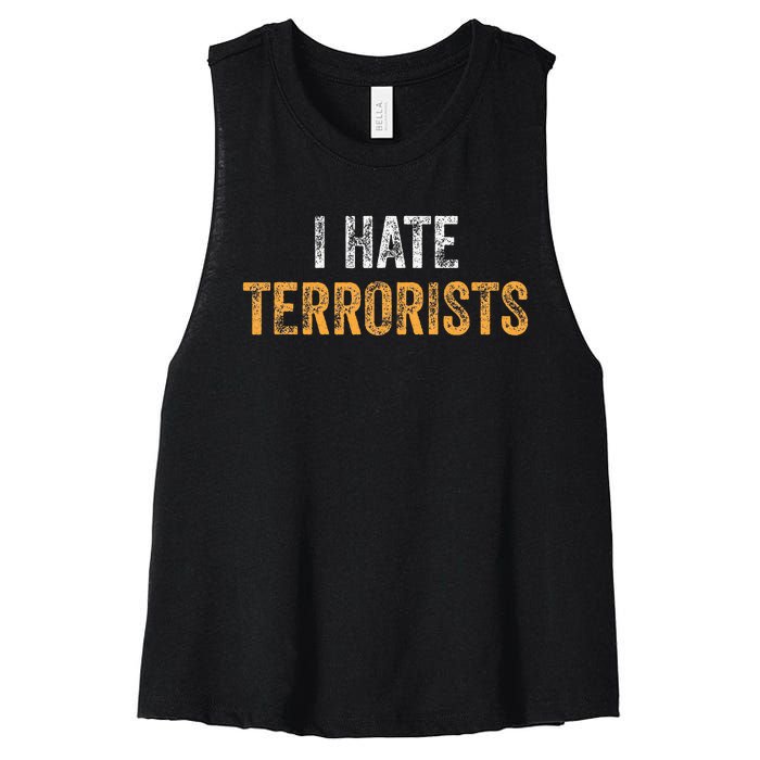 I Hate Terrorists Women's Racerback Cropped Tank