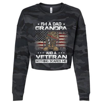 I have two titles Veteran and Grandpa Funny Proud US Army Cropped Pullover Crew