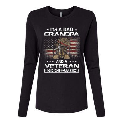 I have two titles Veteran and Grandpa Funny Proud US Army Womens Cotton Relaxed Long Sleeve T-Shirt