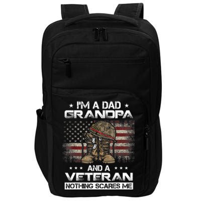 I have two titles Veteran and Grandpa Funny Proud US Army Impact Tech Backpack