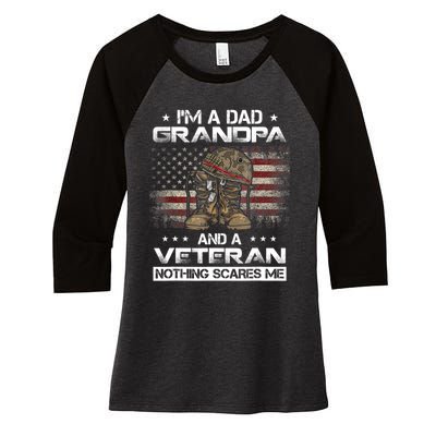 I have two titles Veteran and Grandpa Funny Proud US Army Women's Tri-Blend 3/4-Sleeve Raglan Shirt