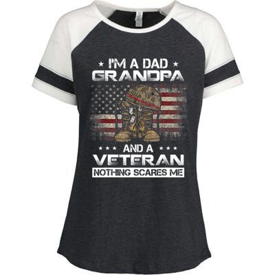 I have two titles Veteran and Grandpa Funny Proud US Army Enza Ladies Jersey Colorblock Tee