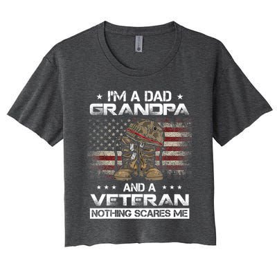 I have two titles Veteran and Grandpa Funny Proud US Army Women's Crop Top Tee