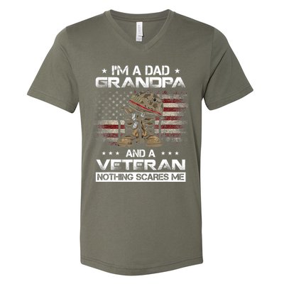 I have two titles Veteran and Grandpa Funny Proud US Army V-Neck T-Shirt