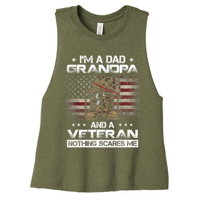 I have two titles Veteran and Grandpa Funny Proud US Army Women's Racerback Cropped Tank