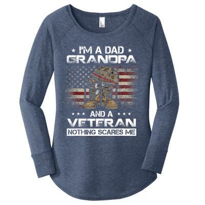 I have two titles Veteran and Grandpa Funny Proud US Army Women's Perfect Tri Tunic Long Sleeve Shirt