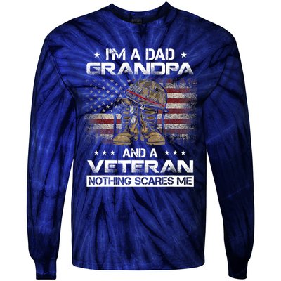 I have two titles Veteran and Grandpa Funny Proud US Army Tie-Dye Long Sleeve Shirt