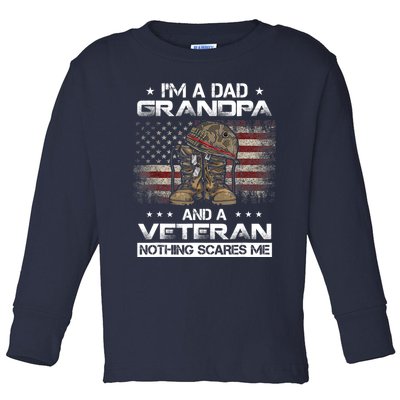 I have two titles Veteran and Grandpa Funny Proud US Army Toddler Long Sleeve Shirt