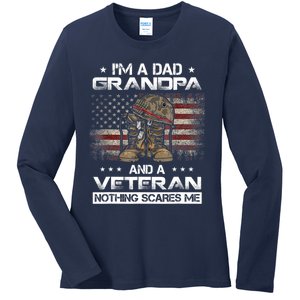 I have two titles Veteran and Grandpa Funny Proud US Army Ladies Long Sleeve Shirt