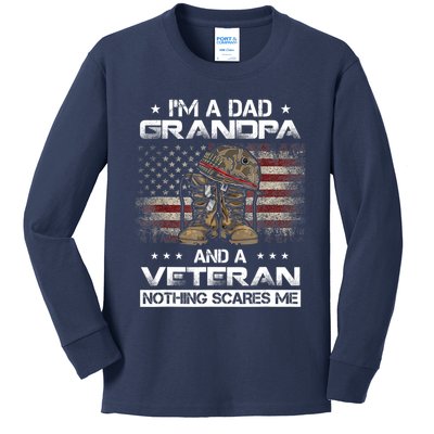 I have two titles Veteran and Grandpa Funny Proud US Army Kids Long Sleeve Shirt