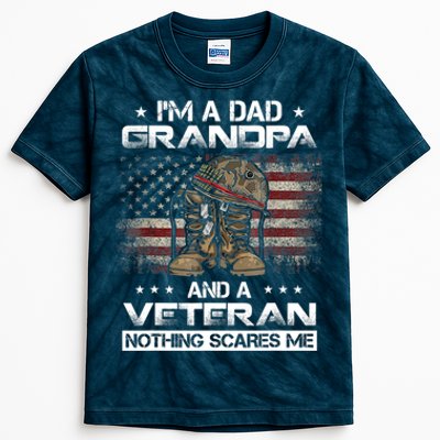 I have two titles Veteran and Grandpa Funny Proud US Army Kids Tie-Dye T-Shirt