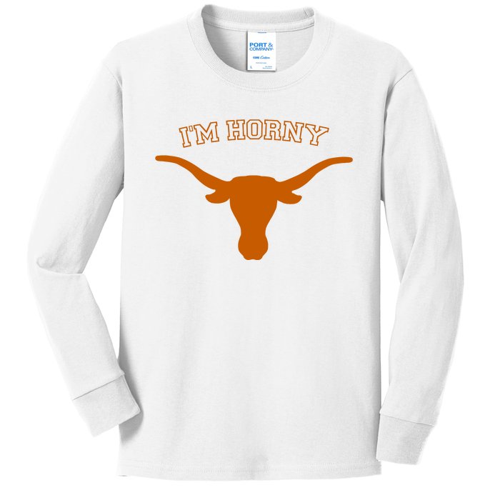 I’M Horny Texas Kids Long Sleeve Shirt