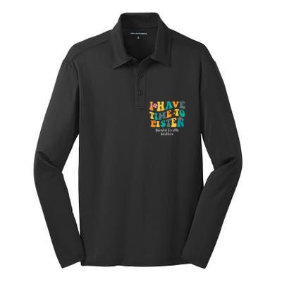 I Have Time To Listen Tal Health Matters Groovy Gift Silk Touch Performance Long Sleeve Polo