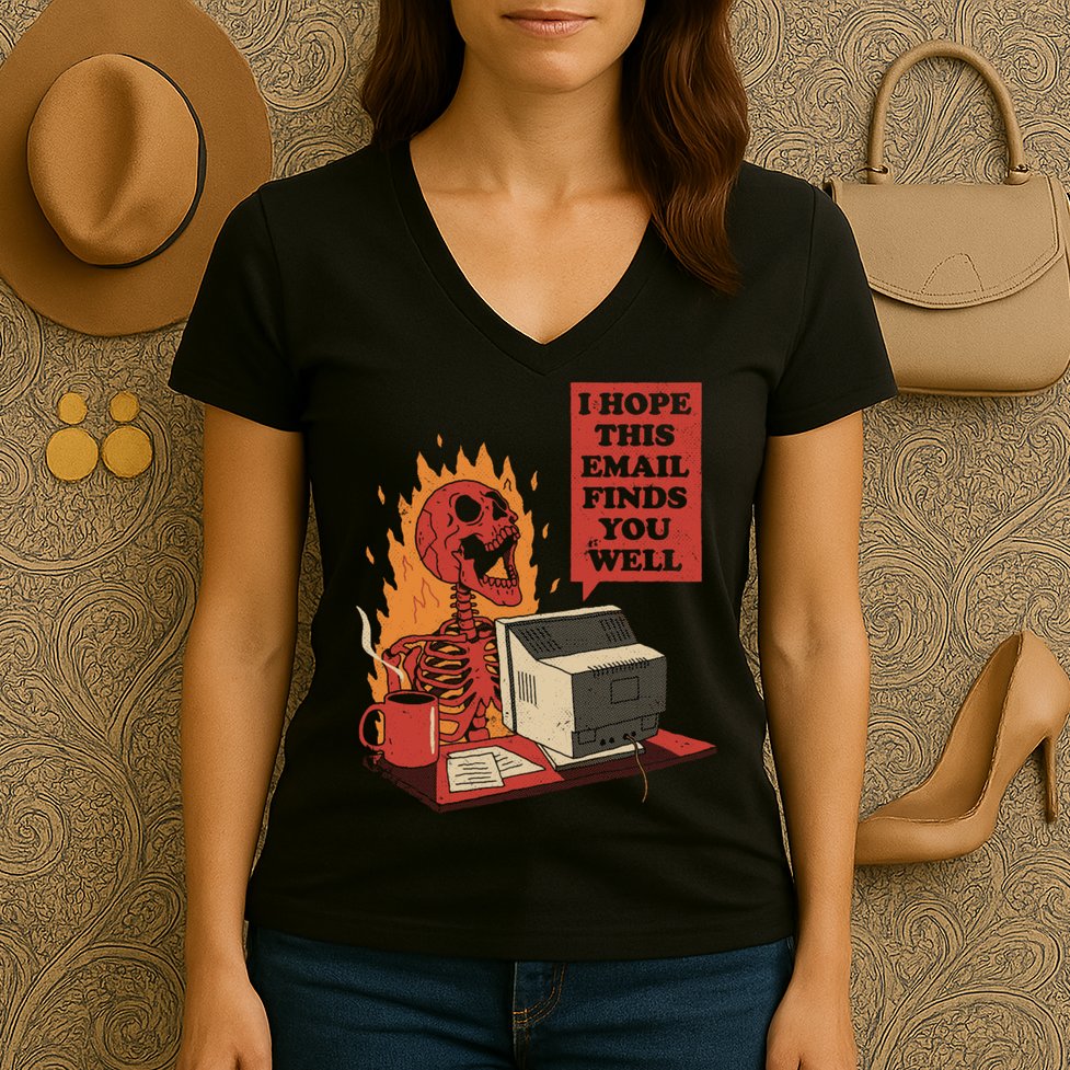 I Hope This Email Finds You Well Skeleton Funny Women's V-Neck T-Shirt