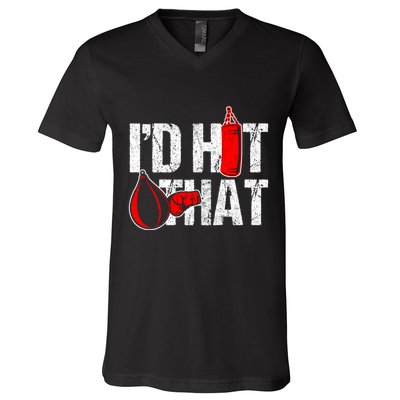 ID Hit That Boxing Punching Bag Funny Sports Box Gloves Cool Gift V-Neck T-Shirt