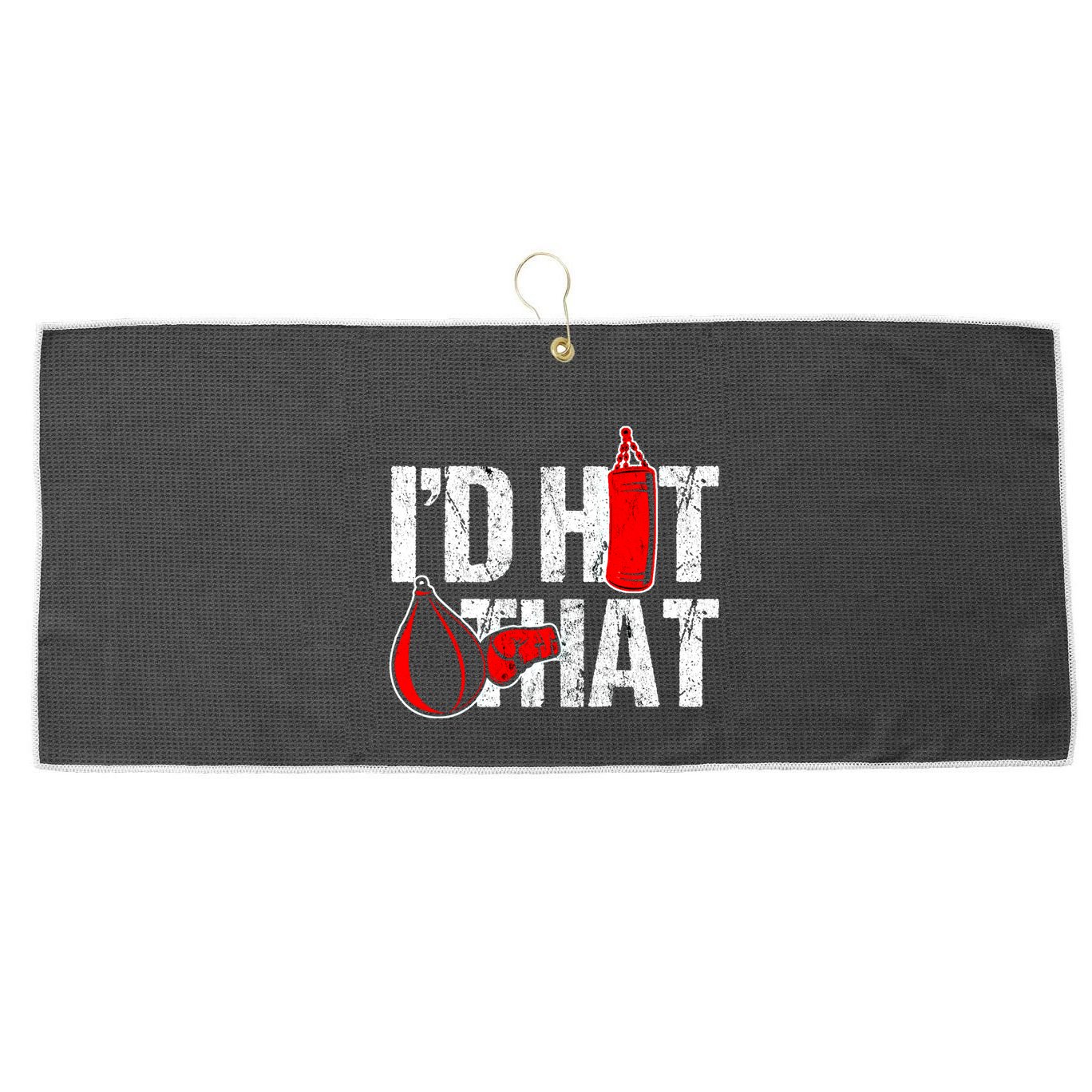 ID Hit That Boxing Punching Bag Funny Sports Box Gloves Cool Gift Large Microfiber Waffle Golf Towel