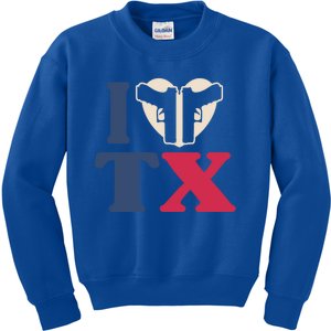 I Heart Texas Tx Love Pro Usa 2nd Adt Pro Gun Cute Gift Kids Sweatshirt