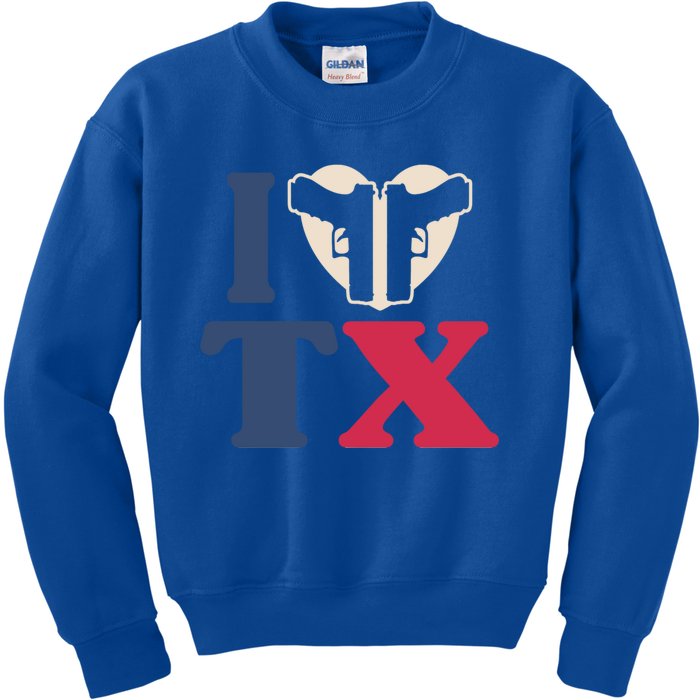 I Heart Texas Tx Love Pro Usa 2nd Adt Pro Gun Cute Gift Kids Sweatshirt