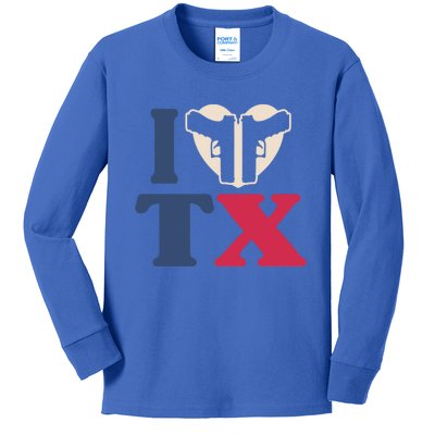 I Heart Texas Tx Love Pro Usa 2nd Adt Pro Gun Cute Gift Kids Long Sleeve Shirt