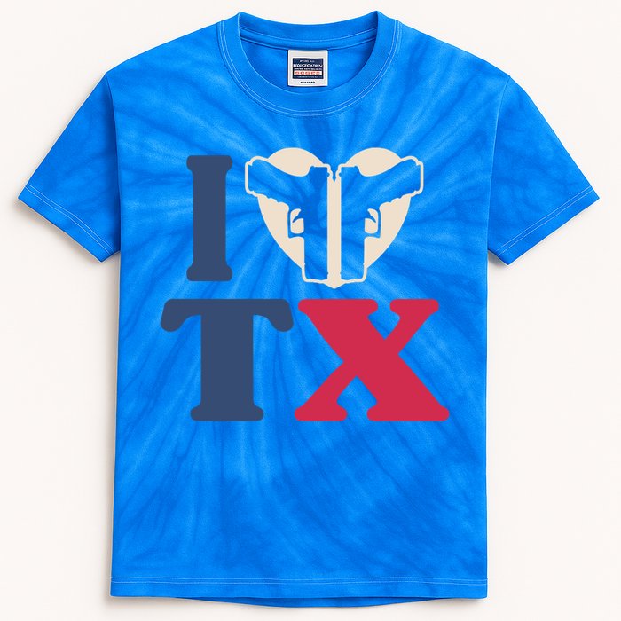 I Heart Texas Tx Love Pro Usa 2nd Adt Pro Gun Cute Gift Kids Tie-Dye T-Shirt