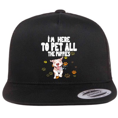 I'm Here To Pet All The Puppies Cute Puppies Lovers Flatbill Hat