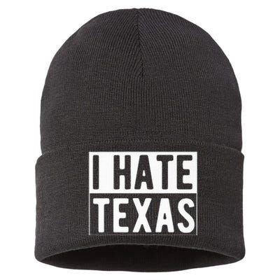 I Hate Texas Trending Sustainable Knit Beanie