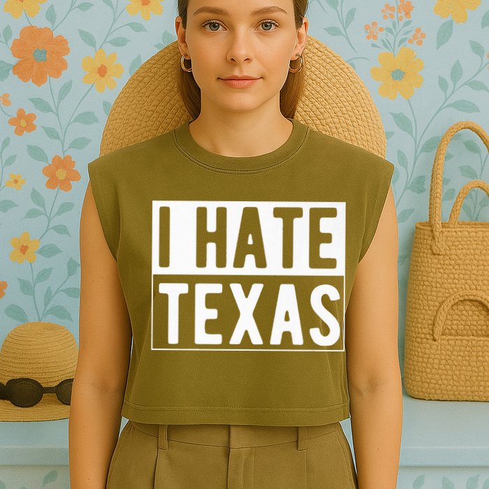 I Hate Texas Trending Garment-Dyed Women's Muscle Tee