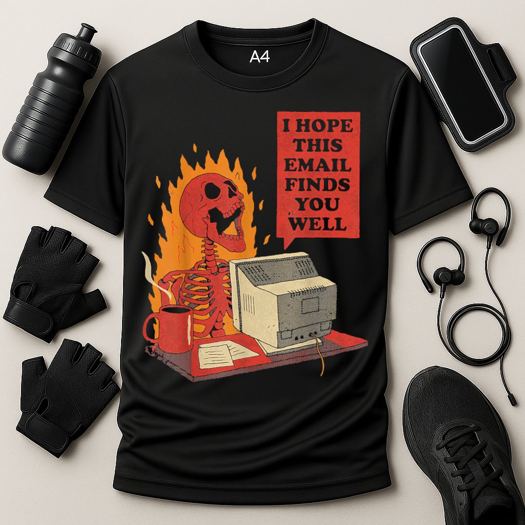I Hope This Email Finds You Well Funny Skeleton Performance Shirt