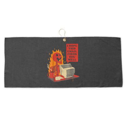 I Hope This Email Finds You Well Funny Skeleton Large Microfiber Waffle Golf Towel