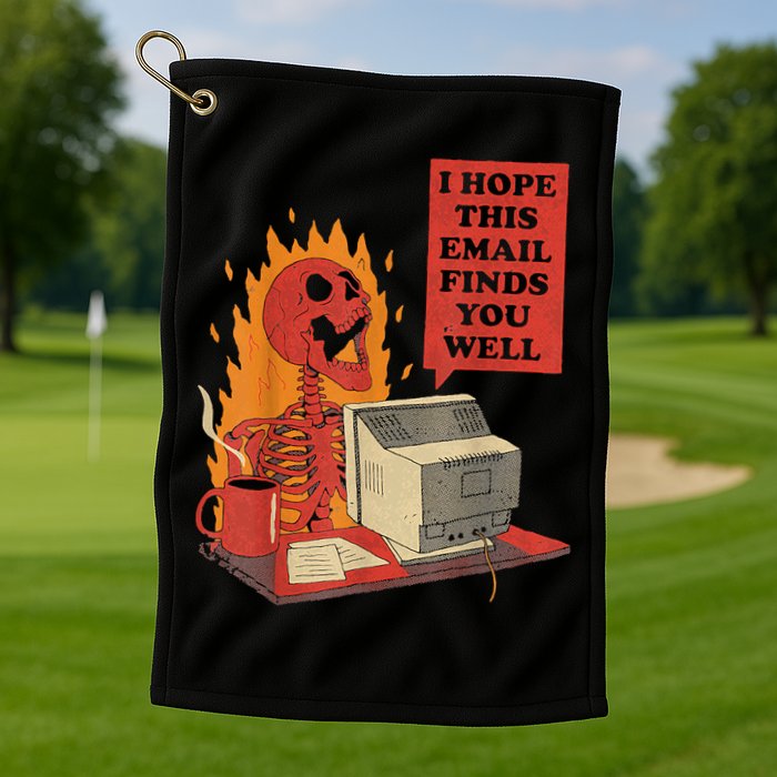 I Hope This Email Finds You Well Funny Skeleton Golf Towel