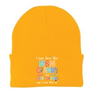 I Have Three Titles Mom Grammy Great Grammy I Rock Them All Gift Knit Cap Winter Beanie