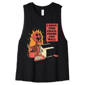 I Hope This Email Finds You Well Funny Skeleton Women's Racerback Cropped Tank