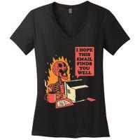 I Hope This Email Finds You Well Funny Skeleton Women's V-Neck T-Shirt