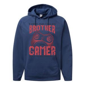 I Have Two Titles Brother And Gamer Funny Gift Performance Fleece Hoodie