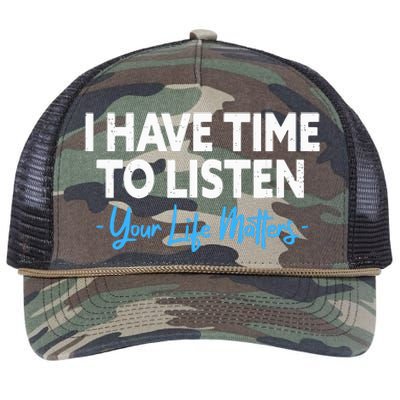 I Have Time To Listen Mental Health Suicide Prevention Retro Rope Trucker Hat Cap