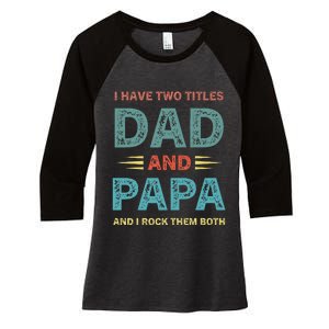 I Have Two Titles Dad And Papa Funny Fathers Day Women's Tri-Blend 3/4-Sleeve Raglan Shirt