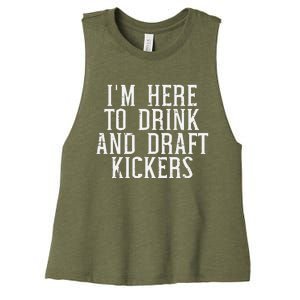 Im Here To Draft Kickers Funny Draft Party Fantasy Football Women's Racerback Cropped Tank