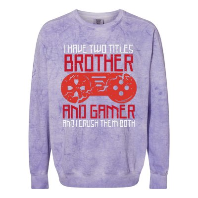 I Have Two Titles Brother And Gamer Gaming Boy Colorblast Crewneck Sweatshirt