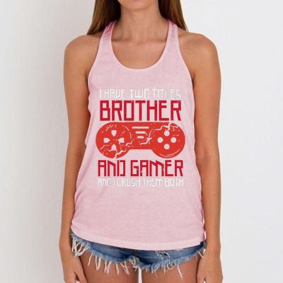 I Have Two Titles Brother And Gamer Gaming Boy Women's Knotted Racerback Tank