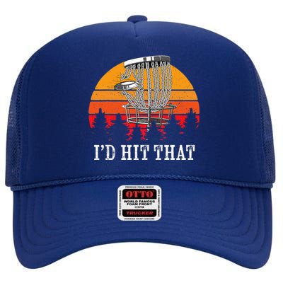 I'd Hit That Disc Golf Frisbee Disc Golfer Disc Golfing High Crown Mesh Back Trucker Hat