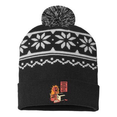 I Hope This Email Finds You Well Funny Skeleton USA-Made Snowflake Beanie