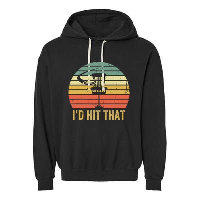 ID Hit That Funny Disc Golf Vintage Frisbee Disc Sport Garment-Dyed Fleece Hoodie