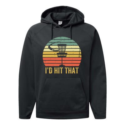 ID Hit That Funny Disc Golf Vintage Frisbee Disc Sport Performance Fleece Hoodie