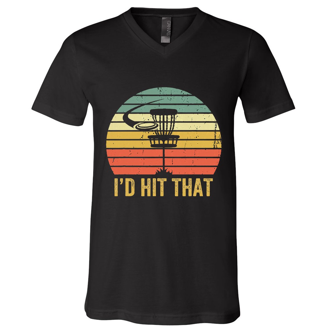 ID Hit That Funny Disc Golf Vintage Frisbee Disc Sport V-Neck T-Shirt